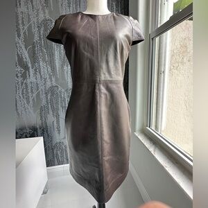 Elegant Brown Leather Dress